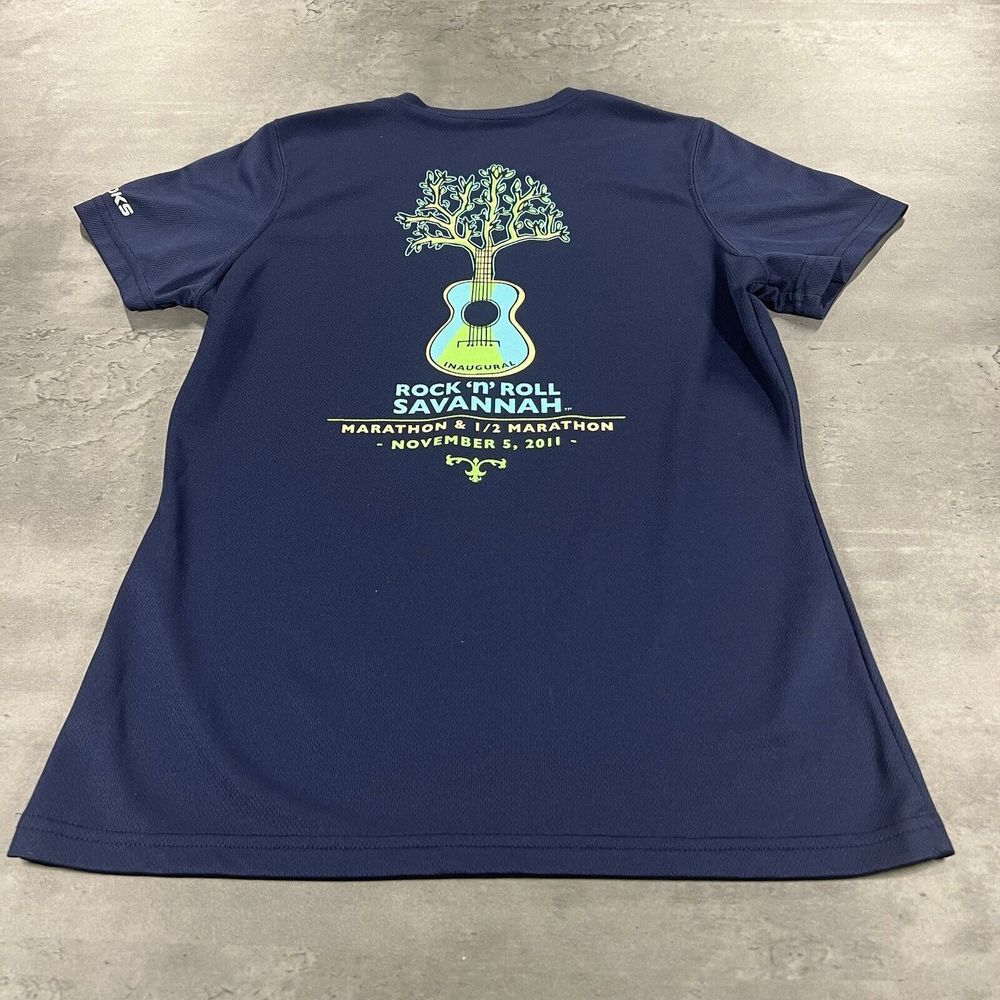 Brooks Running Shirt Women Small Blue Savannah GA Marathon Dri Fit Gym Athletic